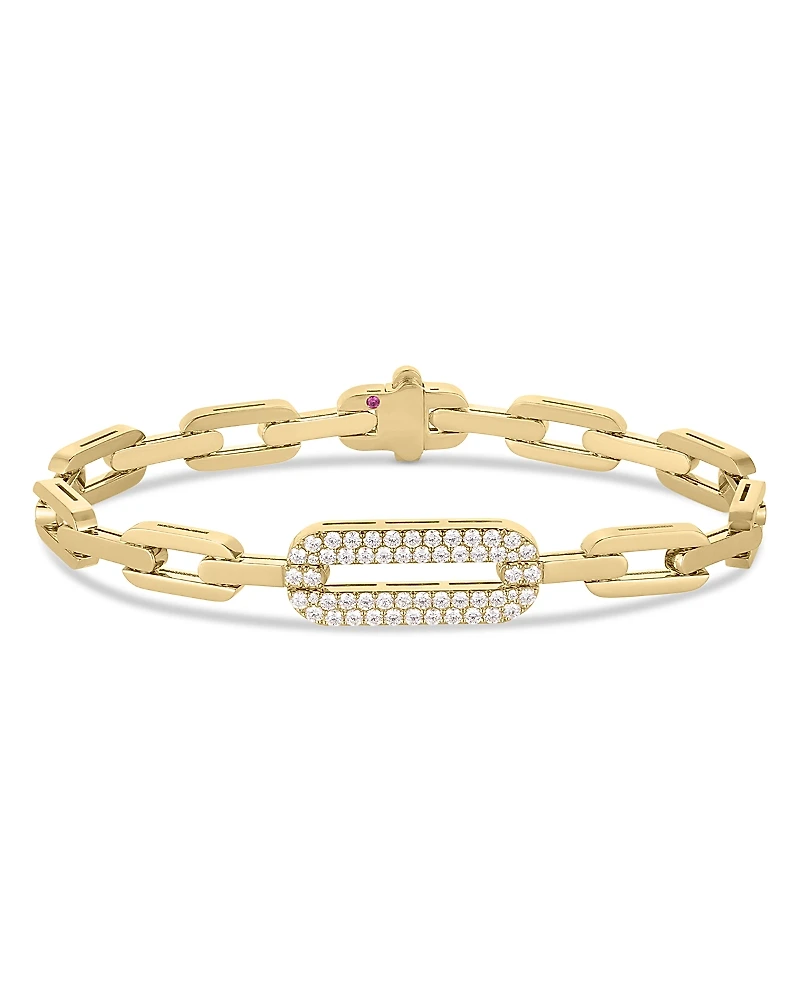 Roberto Coin 18K Yellow Gold Navarra Diamond Pave Open Chain Link Bracelet