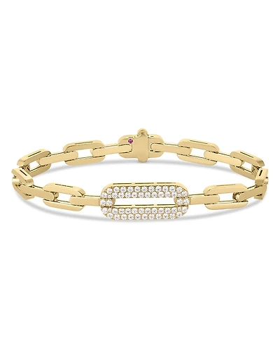 Roberto Coin 18K Yellow Gold Navarra Diamond Pave Open Chain Link Bracelet