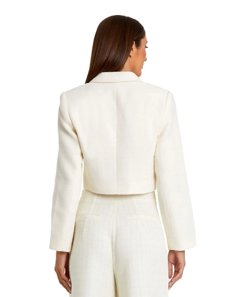 Cropped Tweed Floral Button Jacket