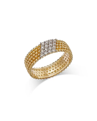 Diamond Beaded Statement Ring 14K Yellow Gold, 0.25 tcw
