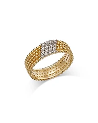 Diamond Beaded Statement Ring 14K Yellow Gold, 0.25 tcw