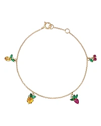 Moon & Meadow 14K Yellow Gold Multi Gemstone Fruit Charm Bracelet