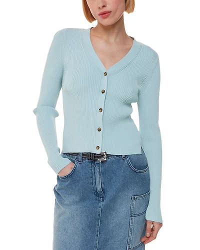 Ribbed V Neck Cardigan Sweater