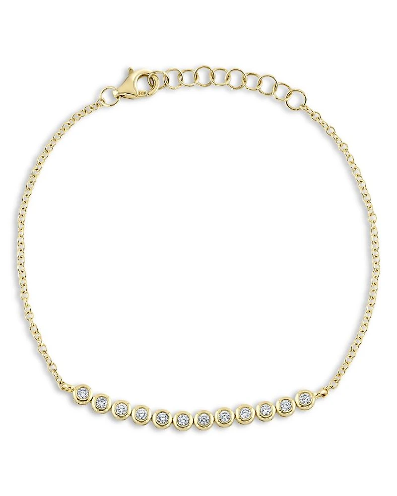 14K Yellow Gold Bailey Diamond Bezel Link Bracelet