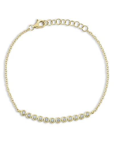 14K Yellow Gold Bailey Diamond Bezel Link Bracelet