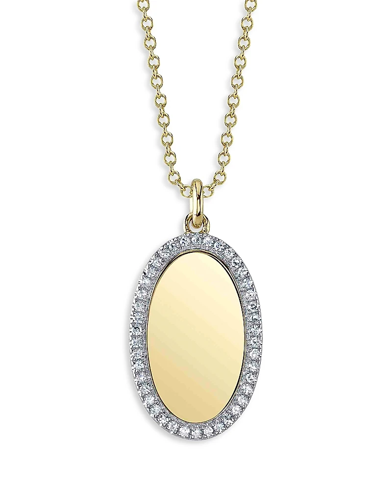 Moon & Meadow 14K Yellow Gold Kate Diamond Oval Necklace, 18