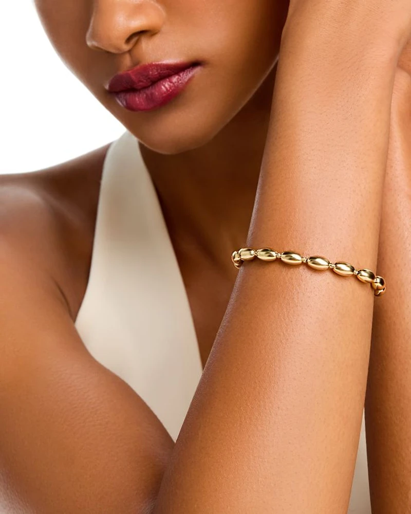 14K Yellow Gold Beaded Flex Bracelet