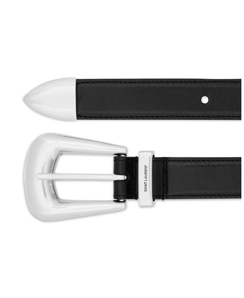 Folk Buckle Belt Smooth Leather