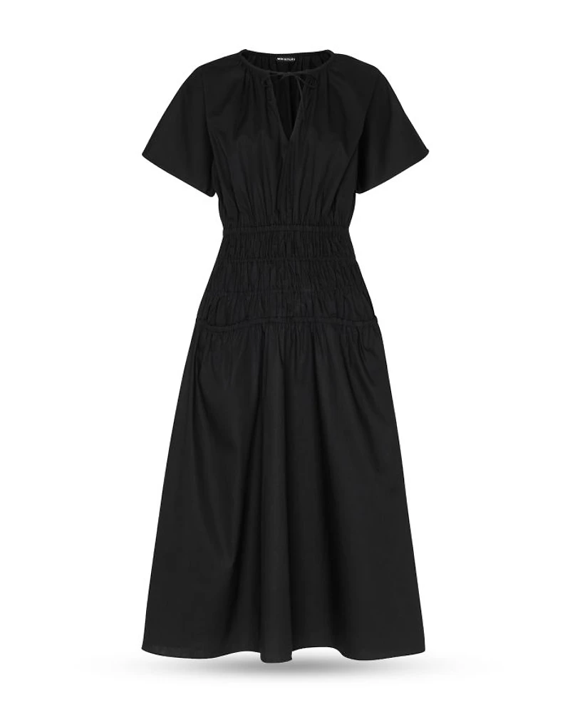Poplin Shirred Dress