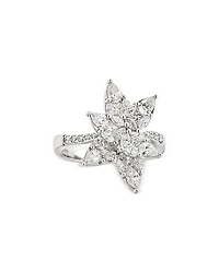 Zydo 18K White Gold Mosaic Diamond Flower Cocktail Ring