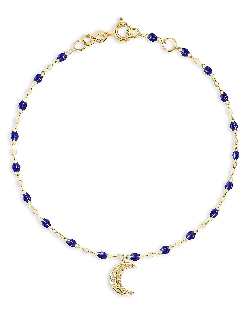 Gigi Clozeau 18K Yellow Gold Pirate Diamond & Lapis Petite Moon Bracelet