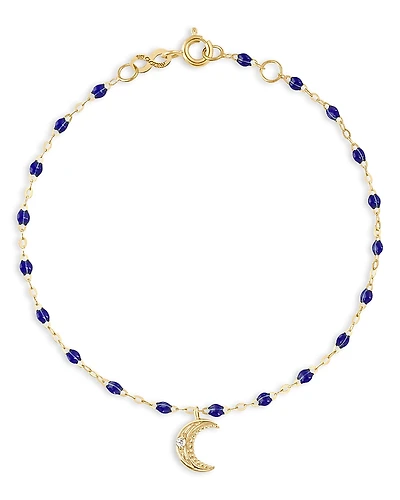 Gigi Clozeau 18K Yellow Gold Pirate Diamond & Lapis Petite Moon Bracelet