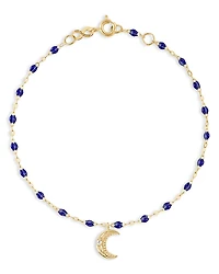 Gigi Clozeau 18K Yellow Gold Pirate Diamond & Lapis Petite Moon Bracelet