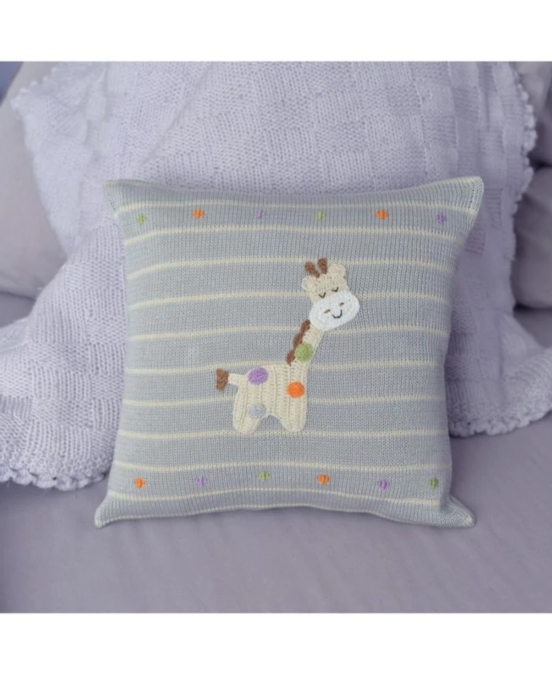 Knit Cotton 12" Spotted Giraffe Pillow