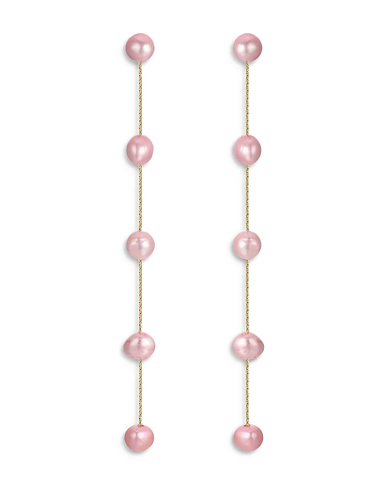 Ettika Pink Cultured Freshwater Pearl Linear Drop Earrings