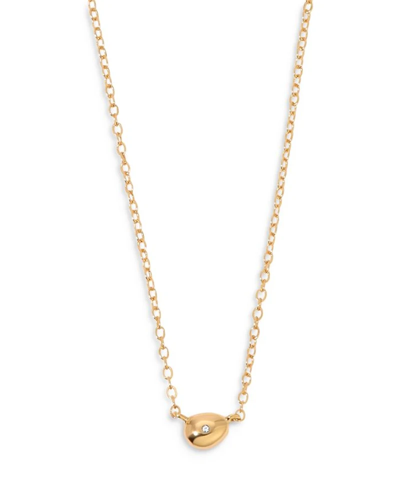 Pavé Polished Pebble Pendant Necklace, 14"-17"