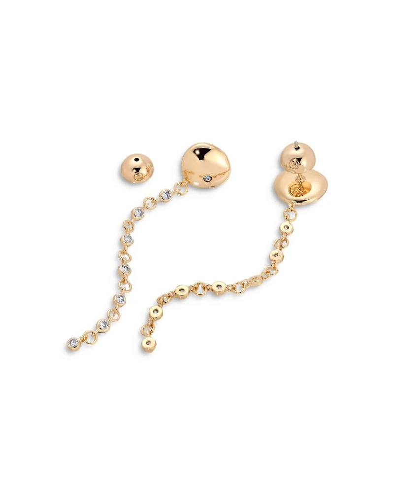 Pavé Polished Pebble Chain Link Linear Drop Earrings