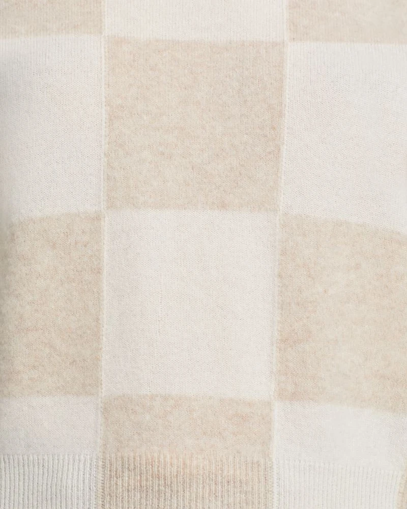 Check Pattern Brushed Cashmere Sweater - Exclusive