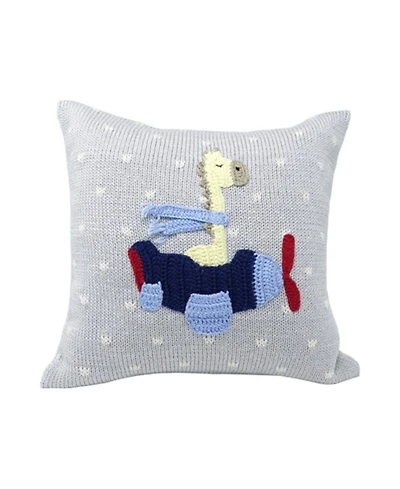 Knit Cotton 10" Giraffe Pilot in Plane Pillow