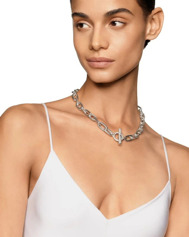 David Yurman Sterling Silver DY Madison® Diamond Chain Link Necklaces