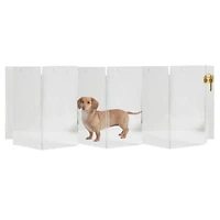 Clear Wall Mounted Zig Zag Pet Gate with Silver Latch, 6 Panel