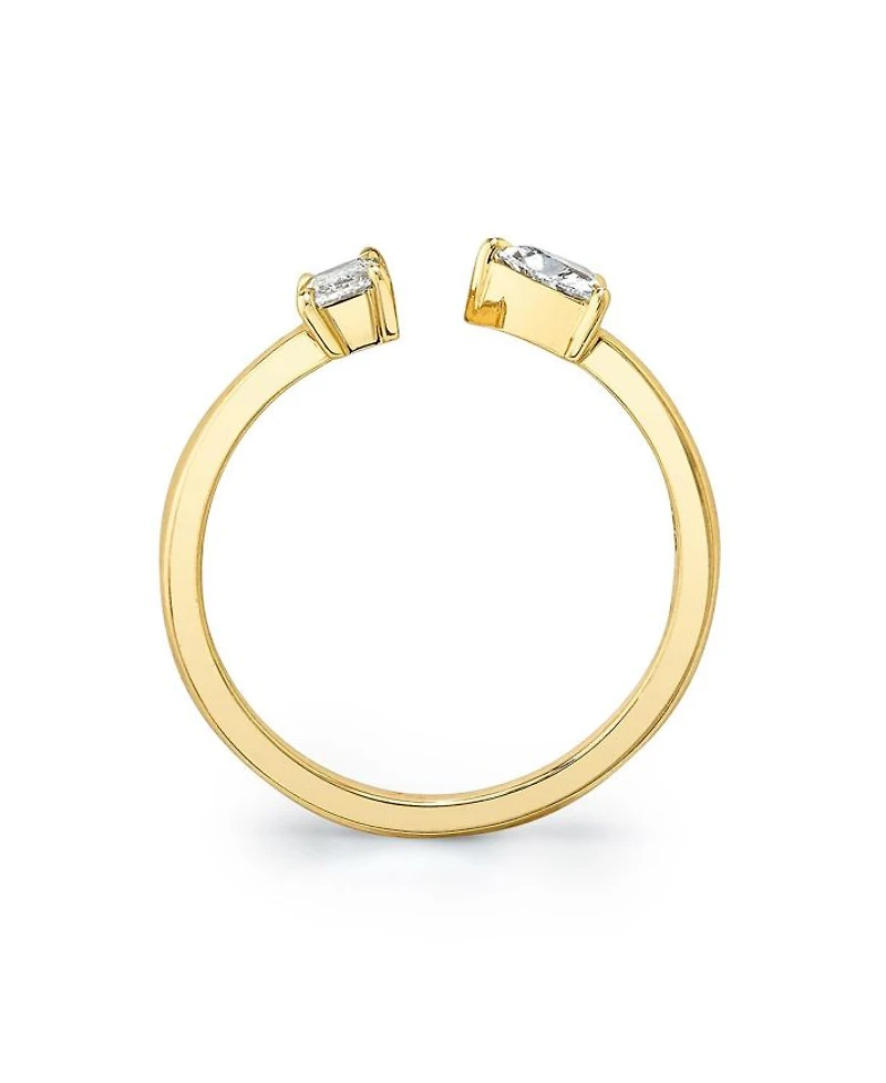 Mixed Lab-Grown Diamond Cuff Ring 14K Yellow Gold