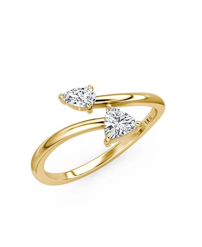 Lab-Grown Diamond Bypass Cuff Ring 14K Yellow Gold, .32ctw Pear & Trillion Lab Grown Diamonds
