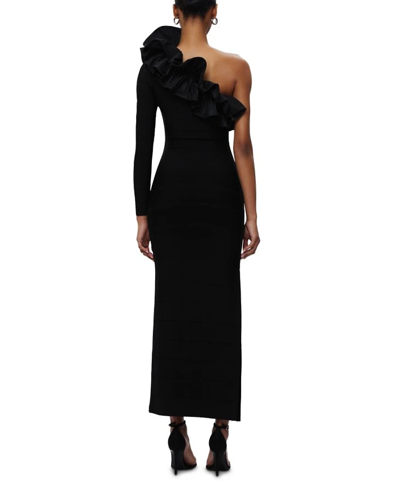 Asymmetric Ruffled Gown