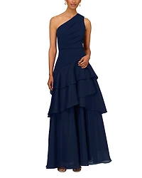 Aidan Mattox One Shoulder Tiered Gown