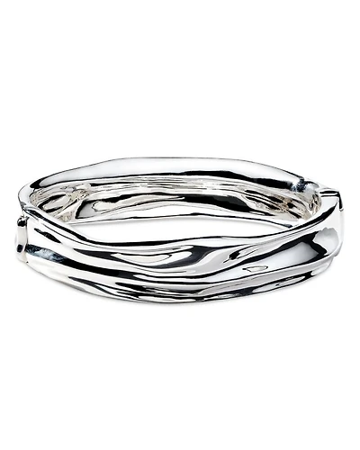 Sterling Silver 925 Classico Crush Thin Hinged Bangle Bracelet