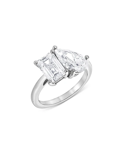 Bloomingdale's Fine Collection Certified Diamond Lab Grown Pear & Emerald Cut Toi Et Moi Engagement Ring