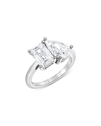 Bloomingdale's Fine Collection Certified Diamond Lab Grown Pear & Emerald Cut Toi Et Moi Engagement Ring