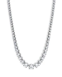 Certified Lab Grown Diamond Graduated Tennis Necklace in 18K White Gold, 30.0 tcw
