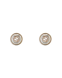 18K Rose Gold Interlocking Diamond & Mother of Pearl Stud Earrings