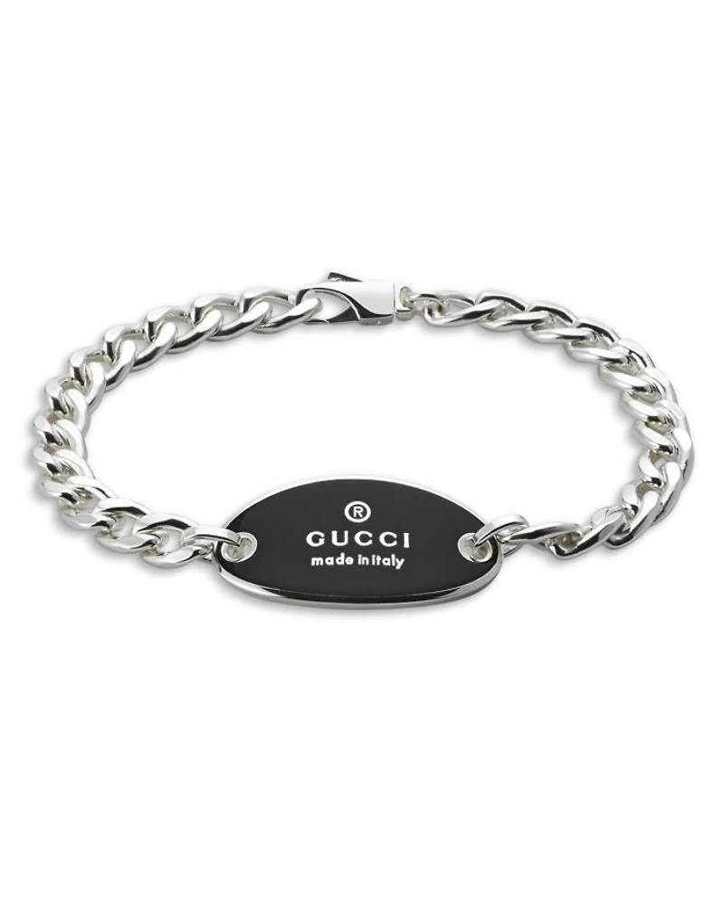 Sterling Silver Trademark Black Enamel Link Bracelet
