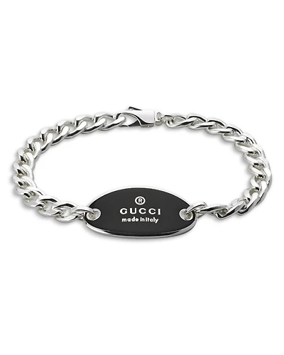 Sterling Silver Trademark Black Enamel Link Bracelet