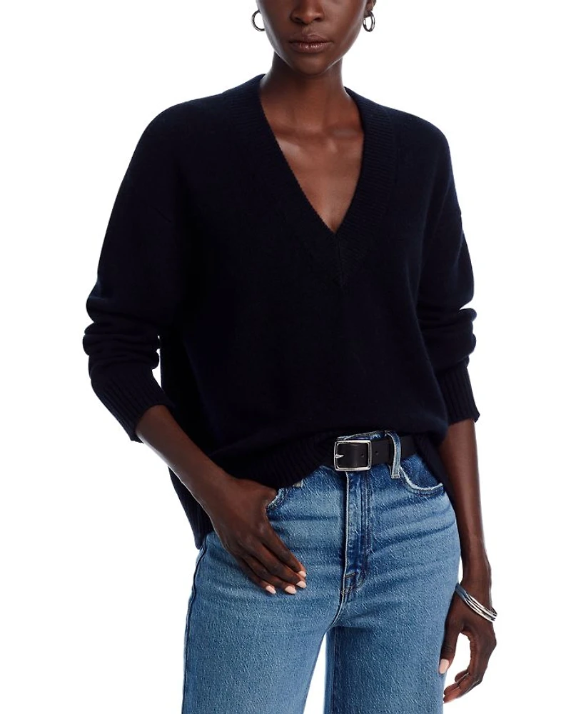Cashmere Drop Shoulder V Neck Sweater - Exclusive