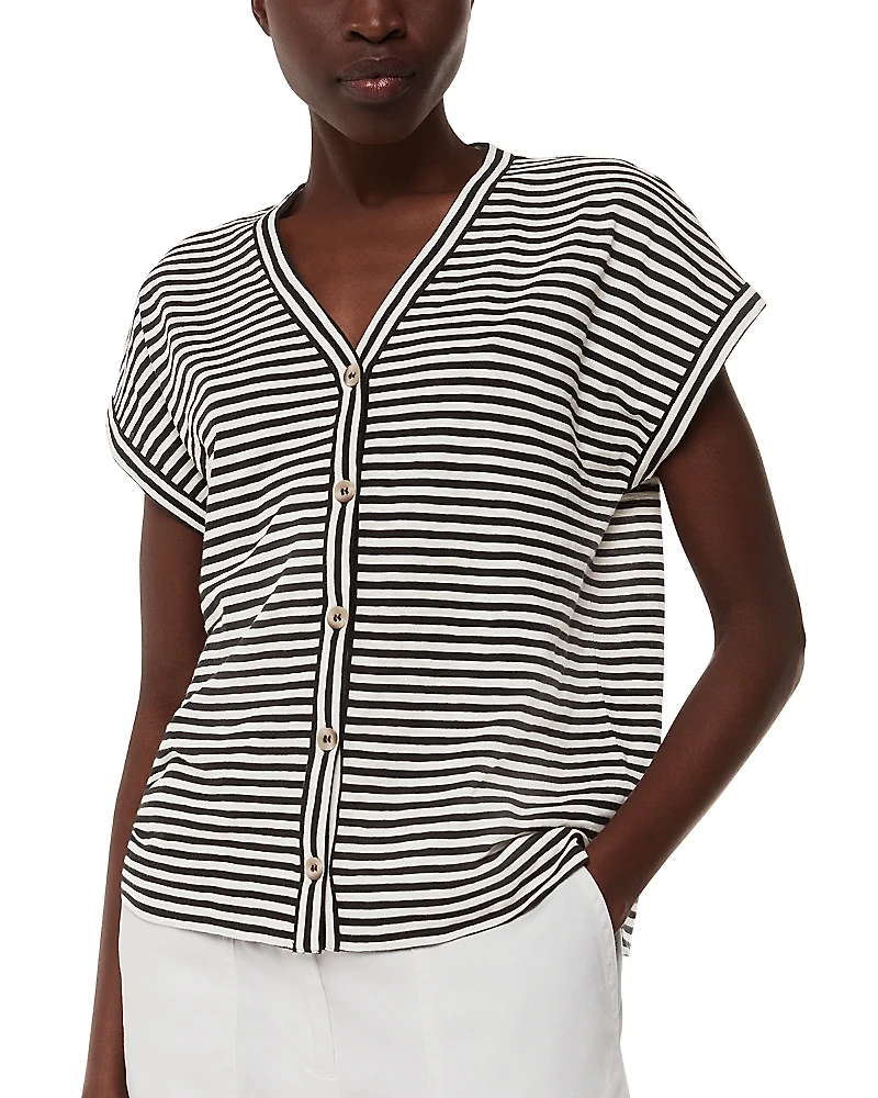 Whistles Jilly Stripe Button Front Top