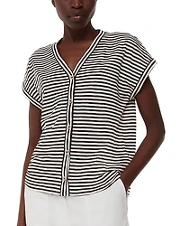 Whistles Jilly Stripe Button Front Top
