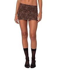 Edikted Edin Leopard Print Mesh Mini Skirt