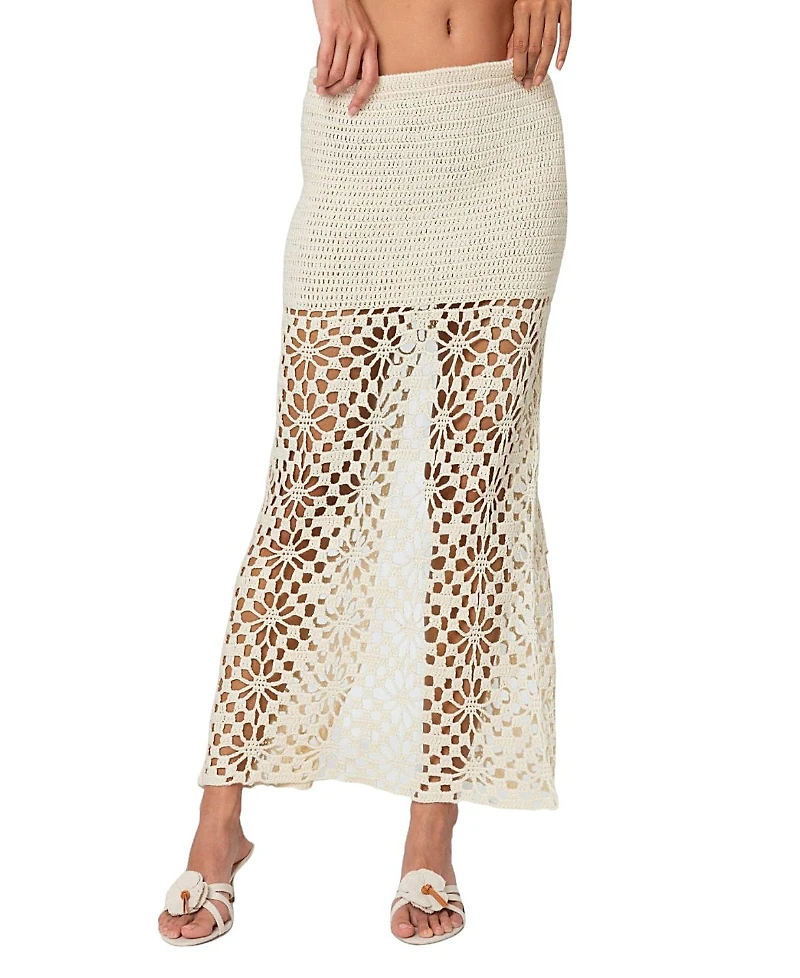 Edikted Ida Back Slit Crochet Maxi Skirt