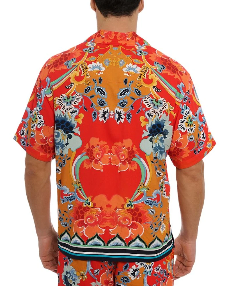 Taj Floral Leisure Fit Button Down Camp Shirt