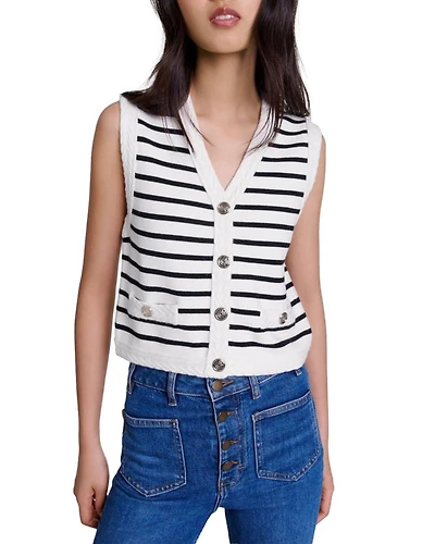 Melisse Striped Sleeveless Cardigan