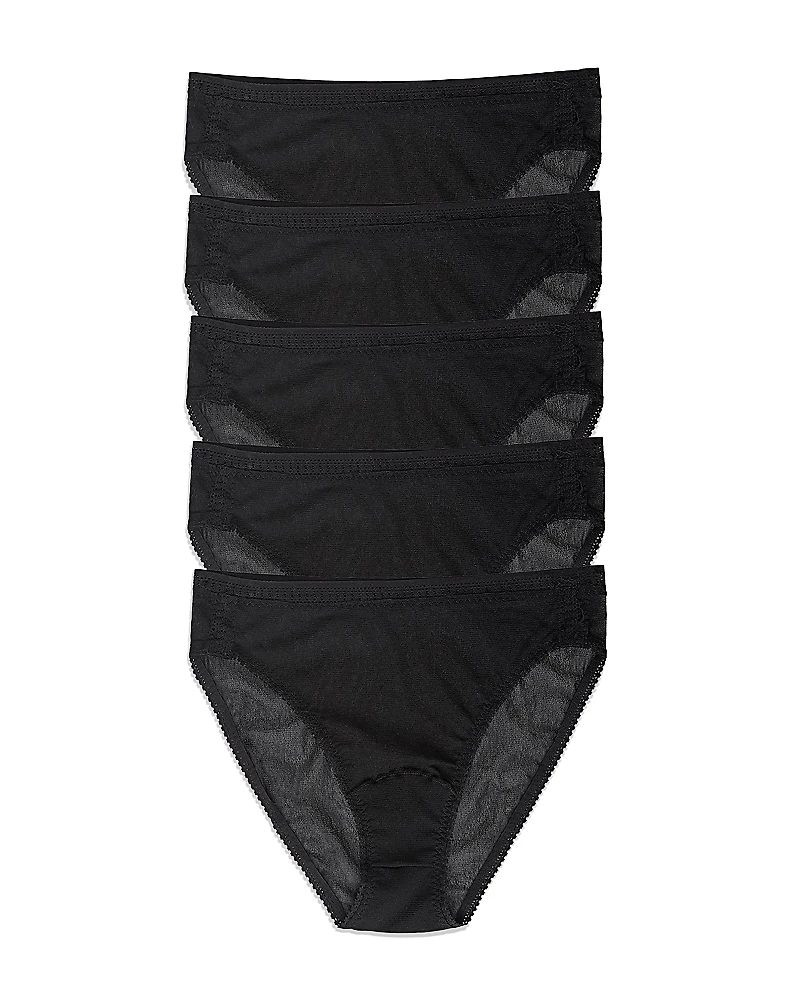 On Gossamer Mesh High Cut Briefs, Set of 5