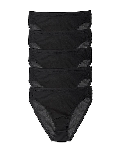 On Gossamer Mesh High Cut Briefs, Set of 5