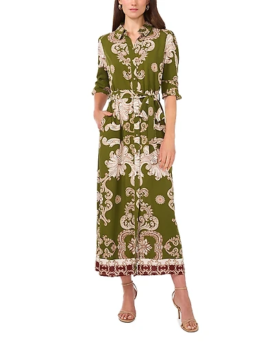 Vince Camuto Printed Border Shirt Dress