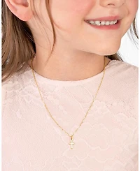 Children's 14K Gold Beautifully Beveled Cross 12-14" Necklace