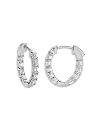 Bloomingdale's Fine Collection Diamond Emerald Cut Small Hoop Earrings