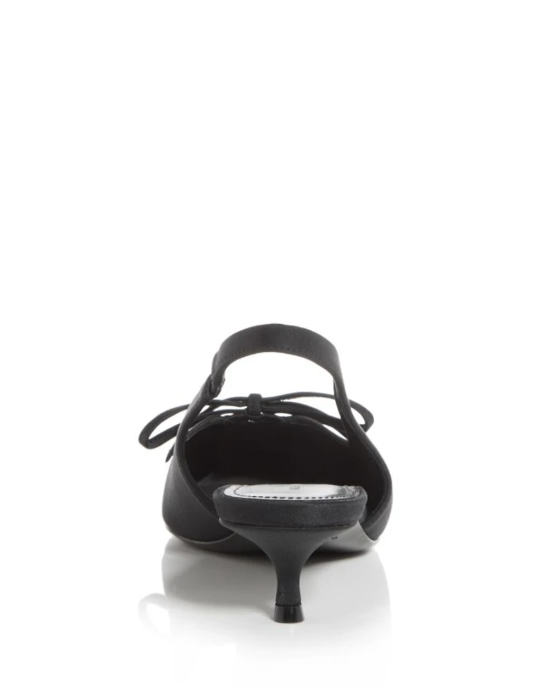 Women's Knife Bow Slingback Kitten Heel Pumps