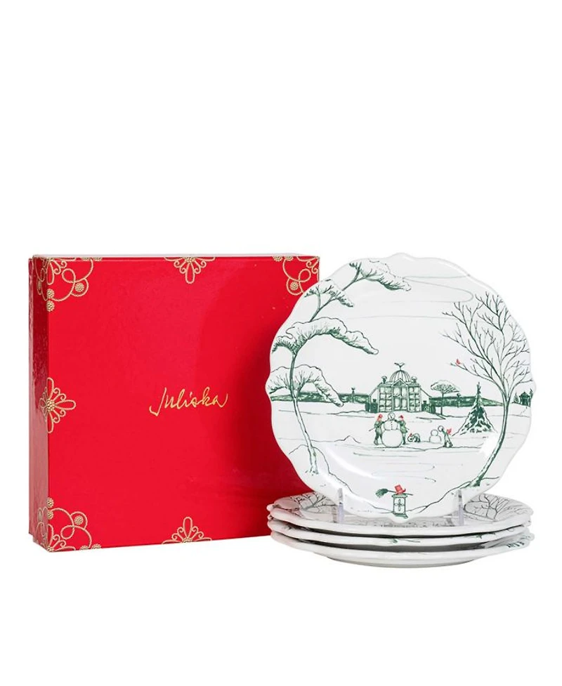 Country Estate Winter Frolic Party Plate Assorted Set of 4